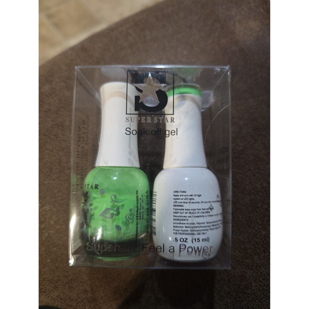 SuperStar Soak Off Duo Gel + Nail Polish #10 Lime Green Color Green With Box